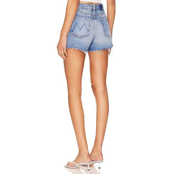 Mother The Skipper Frayed Raw Hem Denim Shorts Leap At The Chance Blue 30 - Picture 2 of 16